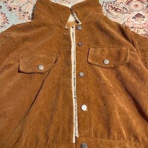 Shein Line Flap Pocket Teddy Line Jacket